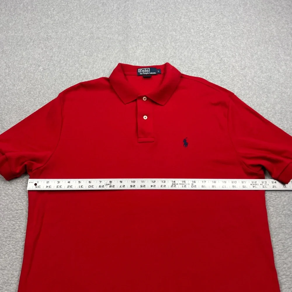 Polo Ralph Lauren Shirt Mens Large Red Short Sleeve Button Embroidered Pony Logo